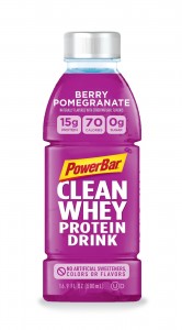 PowerBar Clean Whey Protein Drink made with 15g of protein, 70 calories, 0g of sugar and 7 simple ingredients to help you refresh and recharge. (select for hi-res version)